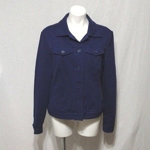Norma Kamali Navy Blue Classic Utility Button Up Jacket Large Timeless Chic
